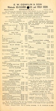 Cover of: Wholesale re-cleaned grass and field seeds: April 24, 1926