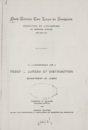 Cover of: Recommendations for a federal Bureau of Distribution, Department of Labor