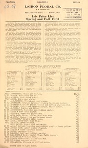 Cover of: Iris price list, spring and fall 1931: Peony list, fall 1931