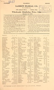 Cover of: Wholesale gladiolus price list: January 1st 1931