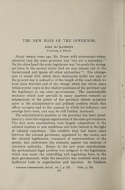 Cover of: The new role of the governor