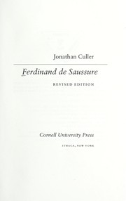 Cover of: Ferdinand de Saussure