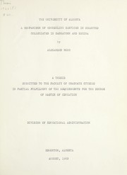 Cover of: A comparison of counseling services in selected collegiates in Saskatoon and Regina