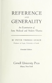 Cover of: Reference and generality: an examination of some medieval and modern theories.