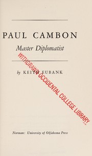 Cover of: Paul Cambon: master diplomatist.