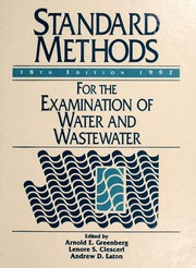 Standard methods for the examination of water and wastewater 18th edition supplement by Arnold E. Greenberg, Lenore S. Clesceri, Andrew D. Eaton