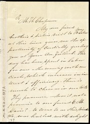 Cover of: [Letter] To M. W. Chapman, My dear friend