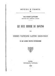 Cover of: Le due Bibbie di Bovino: ora Codici vaticani latini 10510-10511, e le loro note storiche.