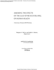 Cover of: Assessing the effects of the Gulf of Mexico oil spill on human health: a summary of the June 2010 workshop