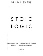 Stoic logic by Benson Mates