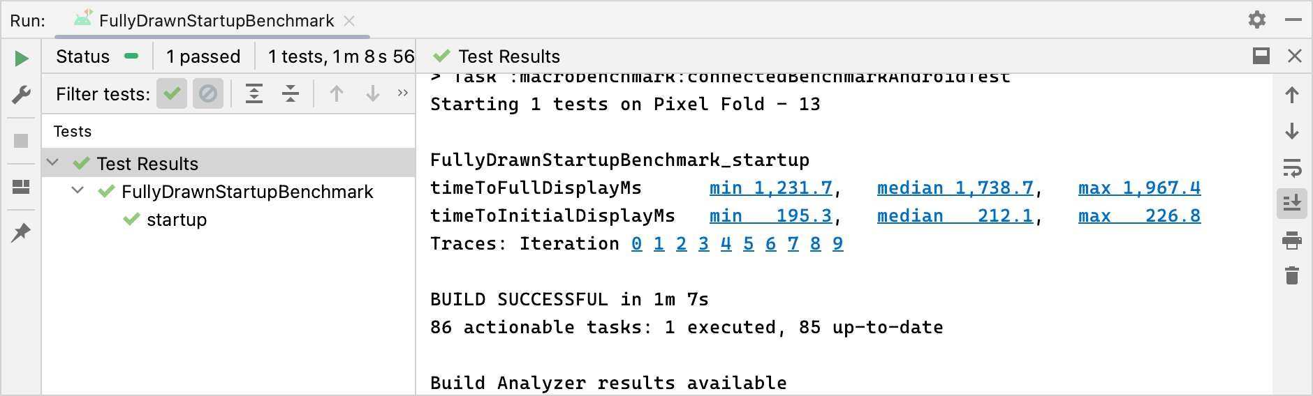 StartupTimingMetric の結果