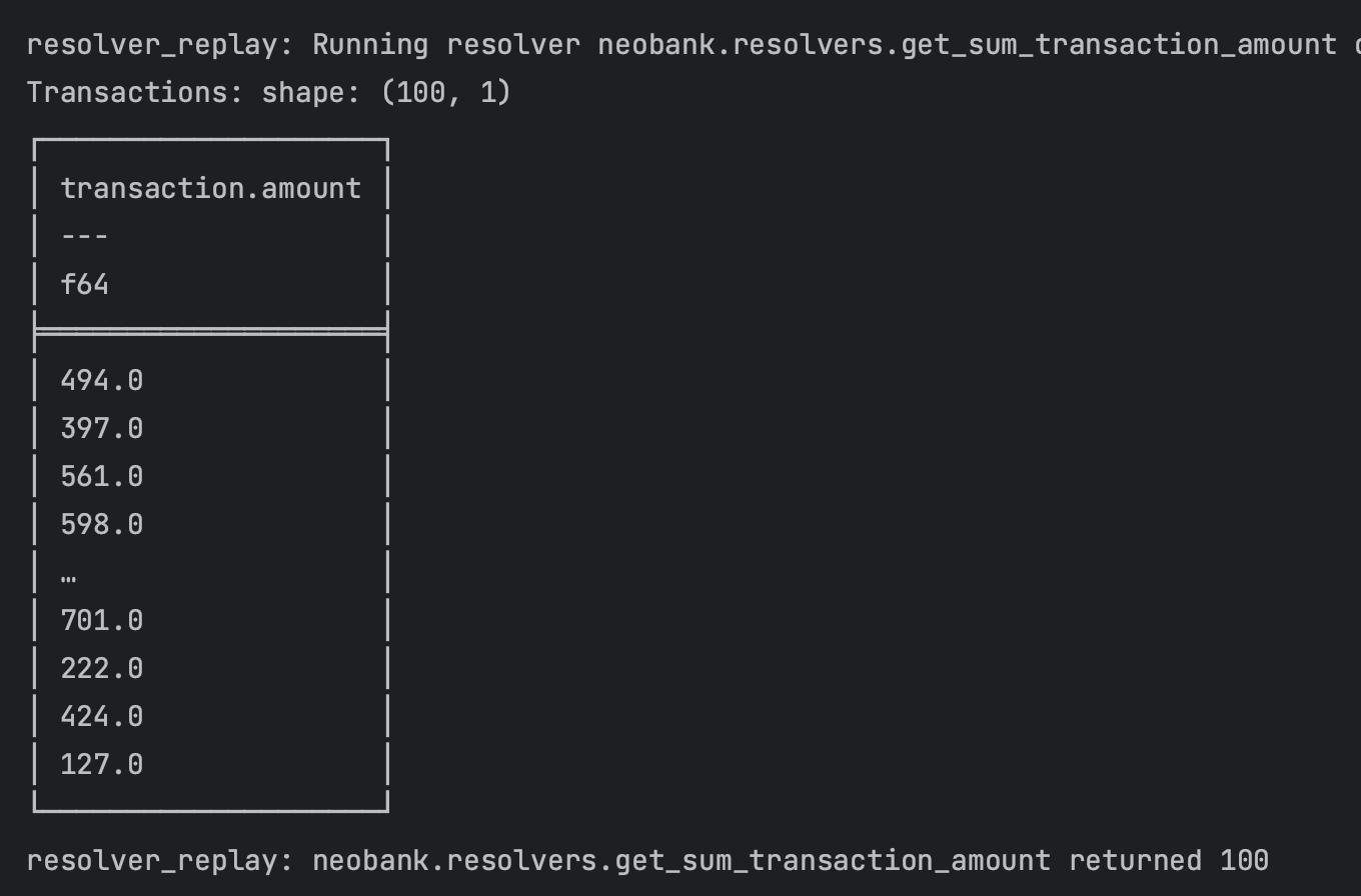 Logs output example