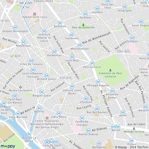 La carte pour la ville de 11e Arrondissement, Paris