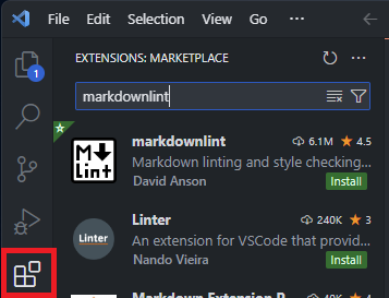 VSCode Markdownlint extension