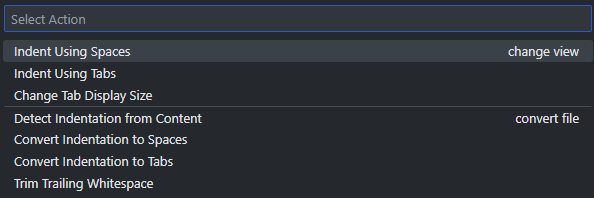 VSCode Spaces Type Selector