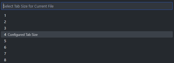 VSCode Tab Size Selector