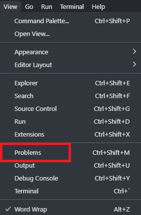 VSCode View Problems