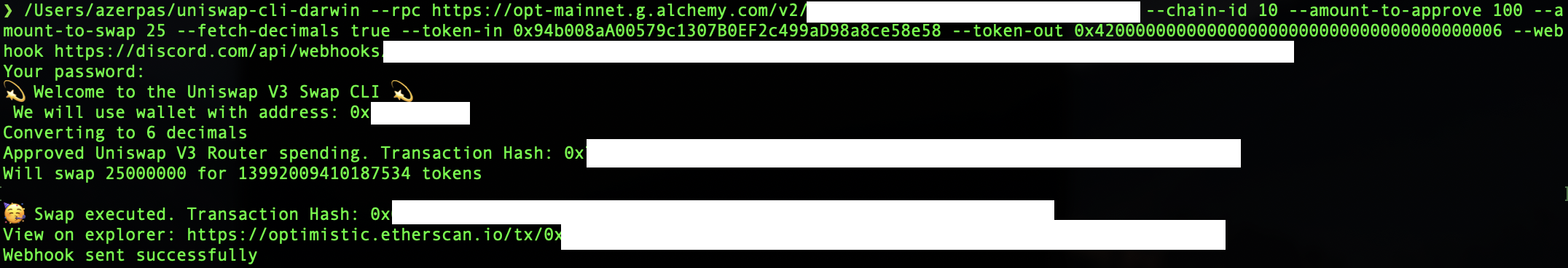 Log screenshot of CLI