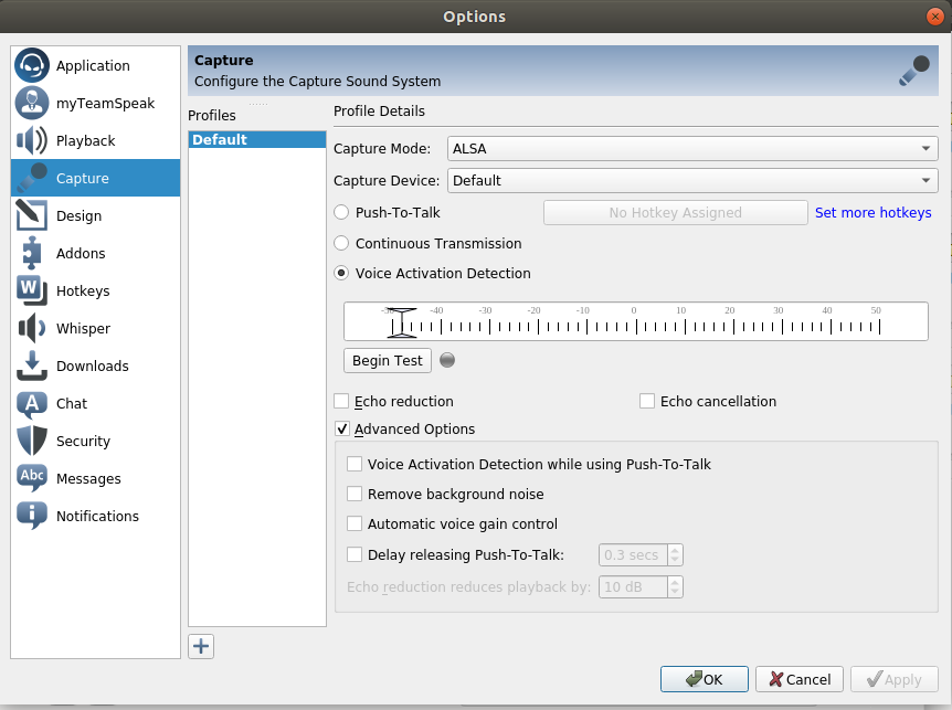 TS3 Capture Settings