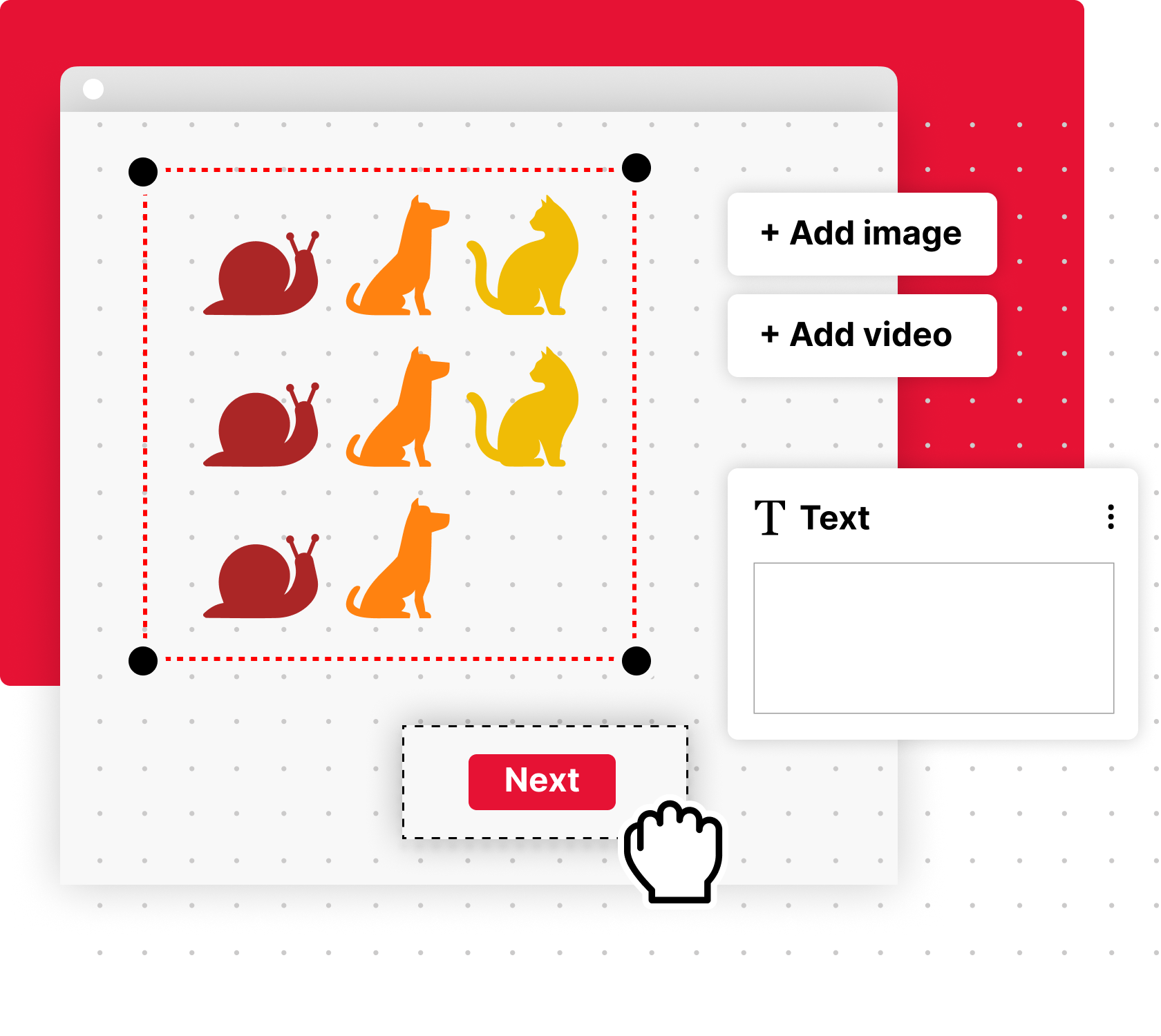 Infographic demonstrating intuitive drag and drop interfaces to design your experiments