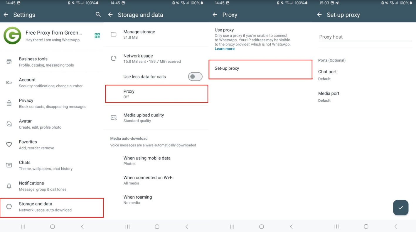 Proxy settings on android