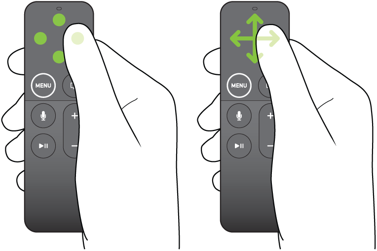 Illustration qui montre l’action de toucher et balayer la surface tactile