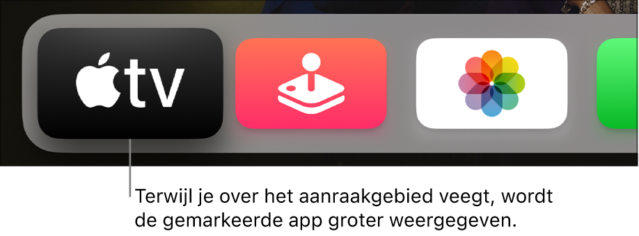 Geselecteerde app in het beginscherm