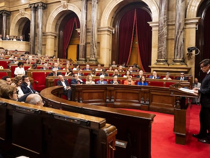 El candidato a la Presidencia de la Generalita, Salvador Illa, interviene este jueves en el Parlamenten el debate de su investidura.