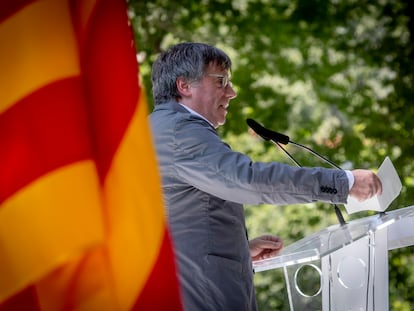 Carles Puigdemont, expresidente de Cataluña, el pasado 27 de julio en un acto en Francia.