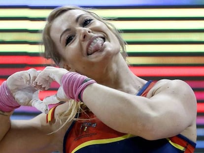 Lidia Valentín festeja el oro europeo en Bucarest. 