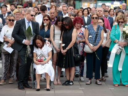 Víctimas del atentado de Barcelona y Cambrils, en el homenaje del pasado 17 de agosto en la Rambla de Barcelona.