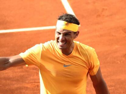 Nadal, durante el partido contra Thiem en Madrid.