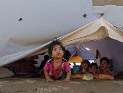 Un recinto temporal de ACNUR en Aski Kalak, Irak, el 17 de junio de 2014