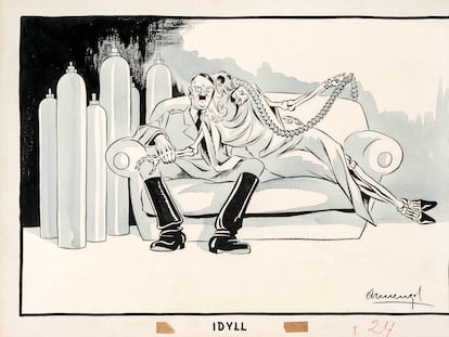 'Idilio', 1942-1943. Publicado posteriormente en 'According to Plan'. El amor con la muerte lo es todo para Hitler. El gas resulta un complemento dramático.