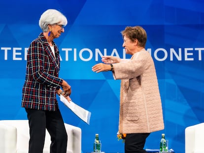 Christine Lagarde y Kristalina Georgieva, durante el acto.