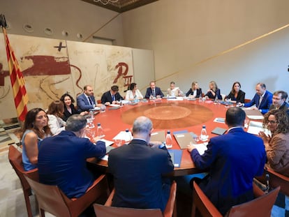 Un momento de la celebración del Govern este miércoles en el Palau de la Generalitat.