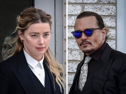 Amber Heard y Johnny Depp, saliendo del juzgado tras una de las sesiones del juicio.