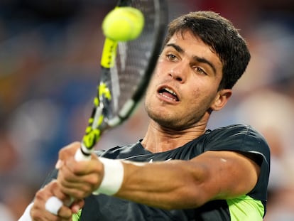 Carlos Alcaraz, el pasado domingo durante la final contra Djokovic en Cincinnati.