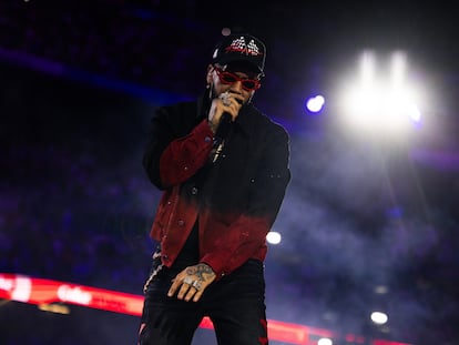 Anuel actúa en la Velada del Año 4 de Ibai Llanos en el estadio Santiago Bernabéu a 13 de julio en Madrid.