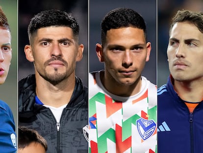 Los futbolistas del Vélez, Sebastián Sosa, José Florentín, Abel Osorio y Braian Cufré.