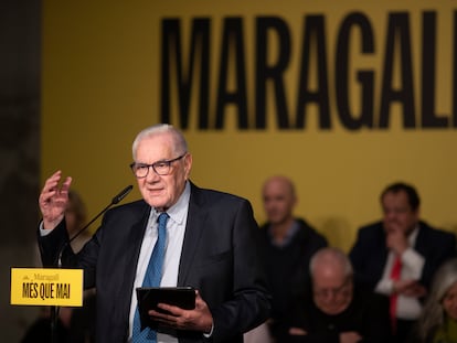 Ernest Maragall, en el acto de apoyo a su candidatura, este miércoles en Barcelona.