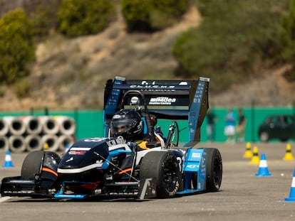 Un piloto de Formula Student de la Universidad Carlos III de Madrid, en el circuito de Montmeló (Barcelona), el pasado 5 de agosto de 2024.