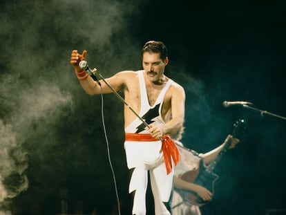 Freddie Mercury en la primera edición de Rock in Rio, en enero de 1985.