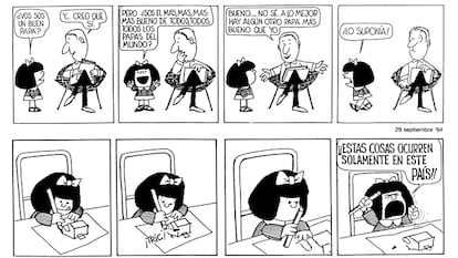 La primera viñeta de 'Mafalda', publicada el 29 de septiembre de 1964.