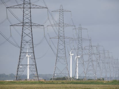 Planta eólica en Dungeness (Reino Unido), el 10 de julio