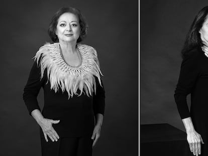 Las fotógrafas Cristina García Rodero (izquierda) e Isabel Muñoz, retratadas para el libro 'Pasajeras'.