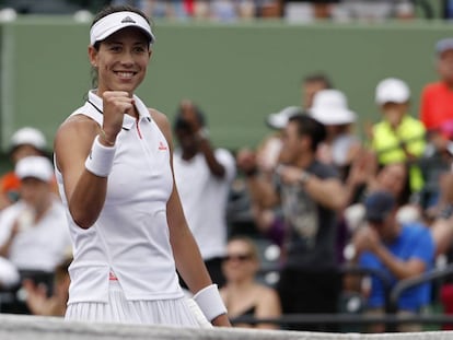 Muguruza, tras imponerse a Zhang. 