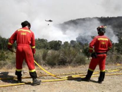 Intervención de la UME en un incendio en Extremadura.