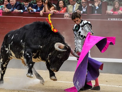 Una verónica de Fernando Robleño en la que se puede apreciar la polvareda.