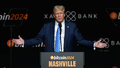 Donald Trump en el evento Bitcoin 2024 en Nashville, Estados Unidos, el 27 de julio.